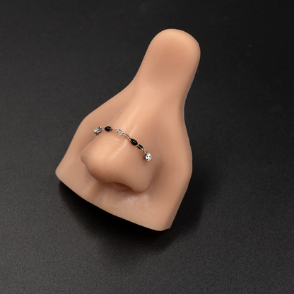 Black Beaded Double Piercings Nose Chain