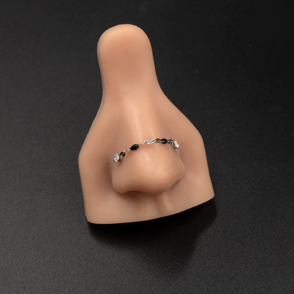 Black Beaded Double Piercings Nose Chain