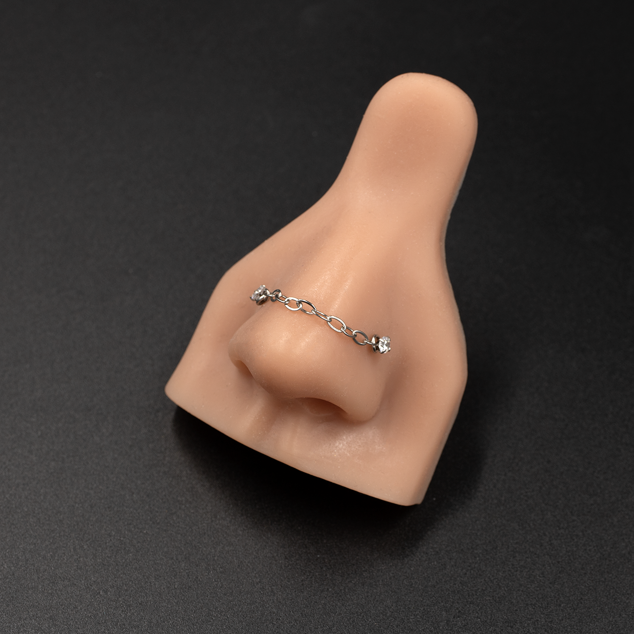 Silver Double Piercings Nose Chain