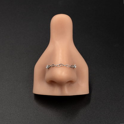 Silver Double Piercings Nose Chain