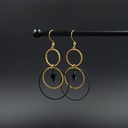 Black and Gold Celestial Hoops