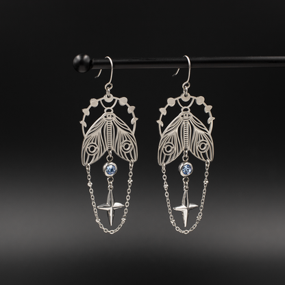Celestial Moth Dangle Earrings