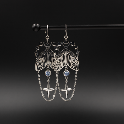 Celestial Moth Dangle Earrings