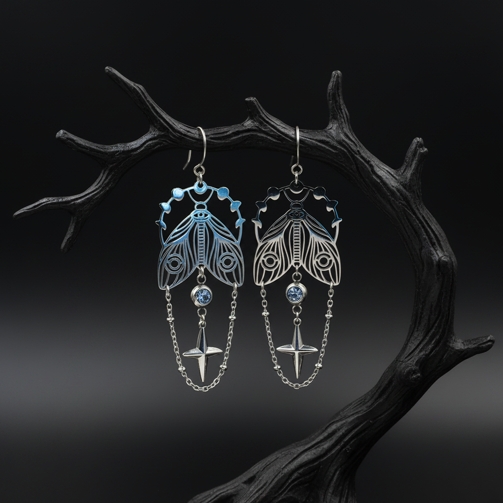 Celestial Moth Dangle Earrings
