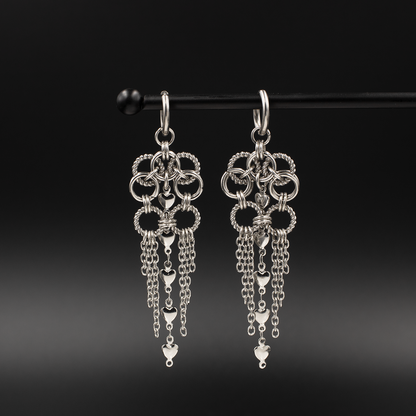Heart Drop Chainmaille Earrings