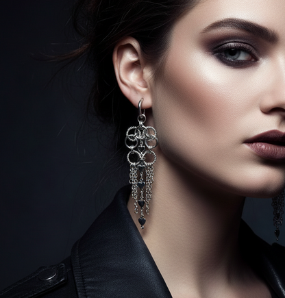 Heart Drop Chainmaille Earrings