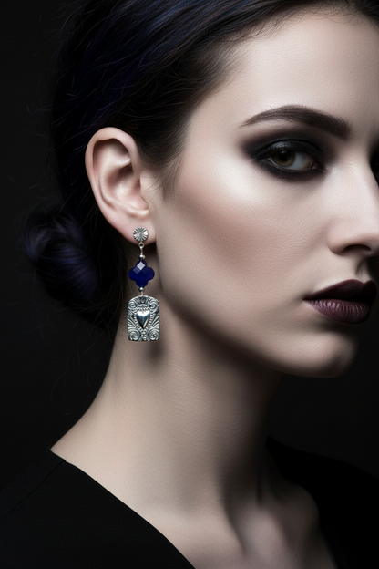 Blue Clover Crystal Drop Earrings