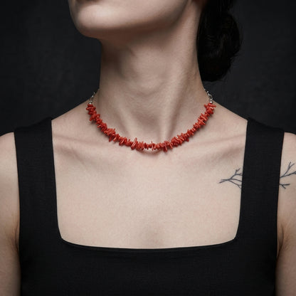 Red Coral Chip Necklace