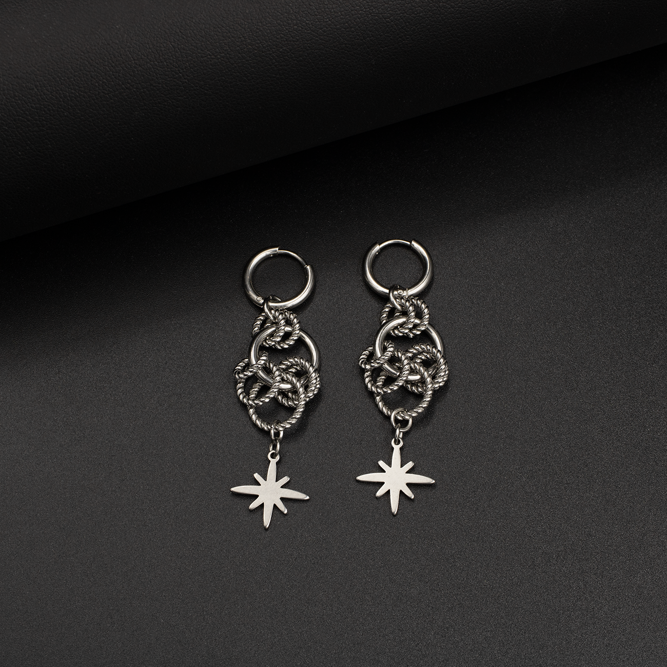Stainless Steel Starburst Earrings