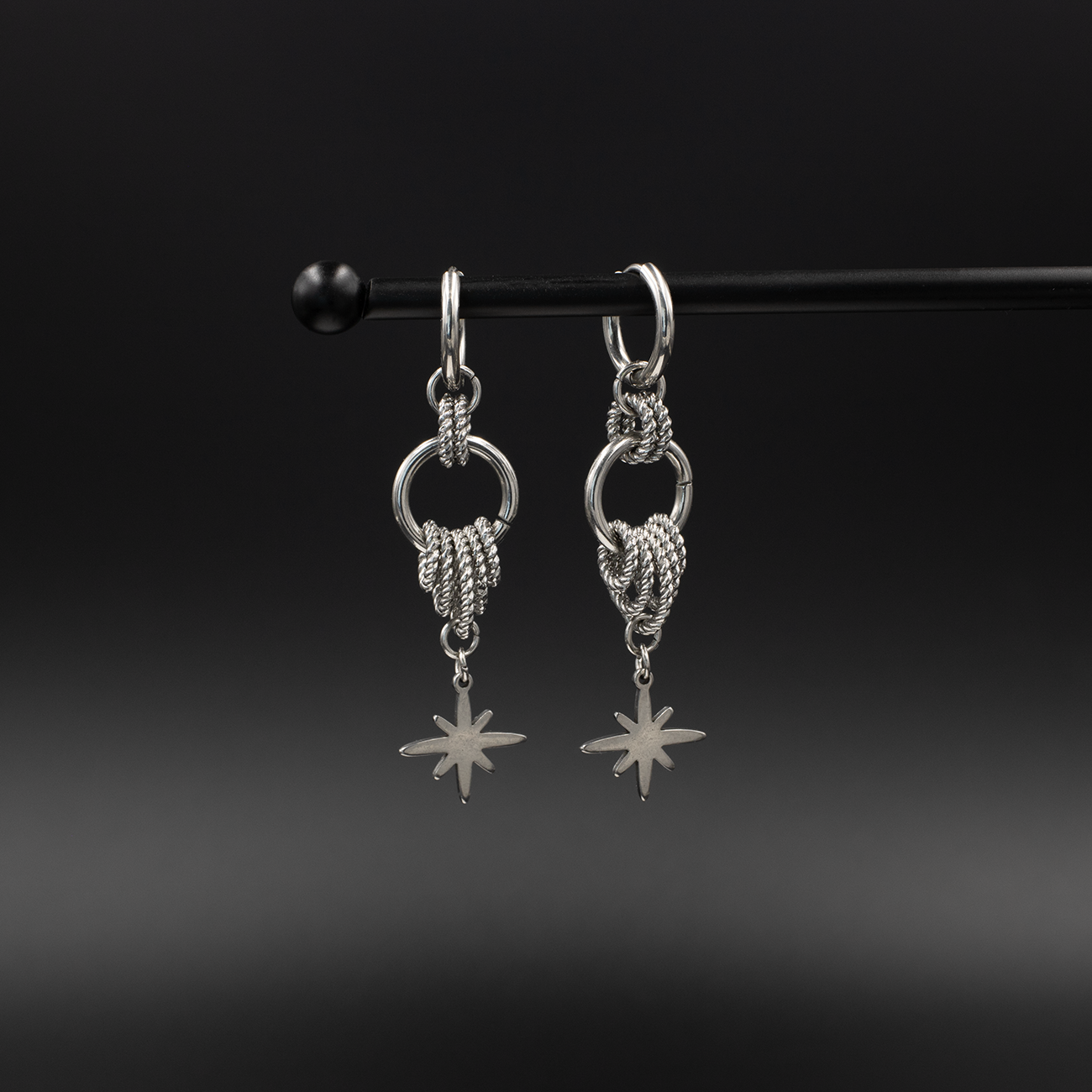 Stainless Steel Starburst Earrings