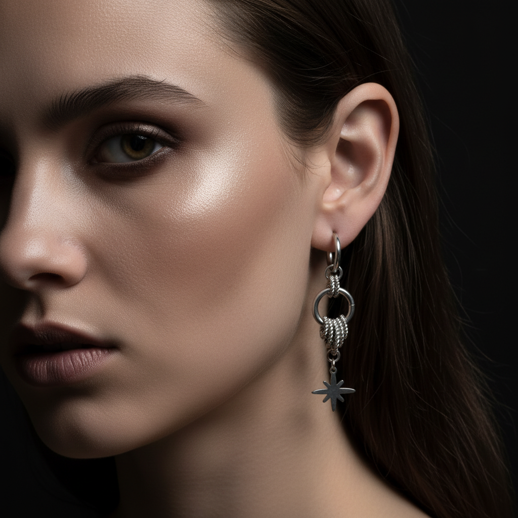 Stainless Steel Starburst Earrings