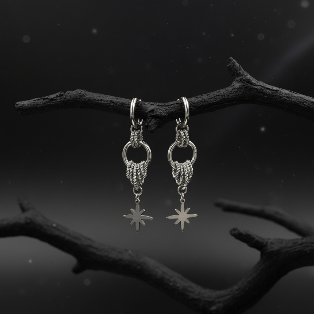 Stainless Steel Starburst Earrings