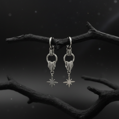 Stainless Steel Starburst Earrings