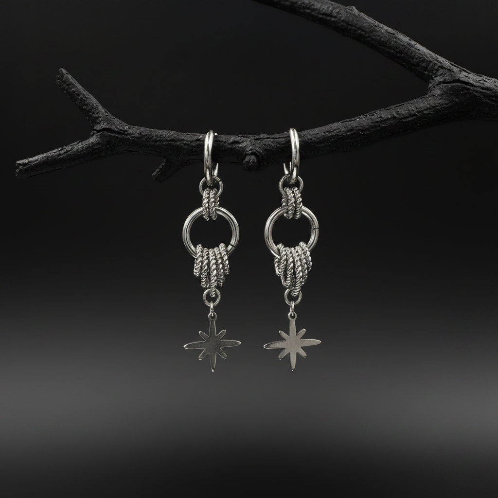 Stainless Steel Starburst Earrings