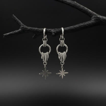 Stainless Steel Starburst Earrings
