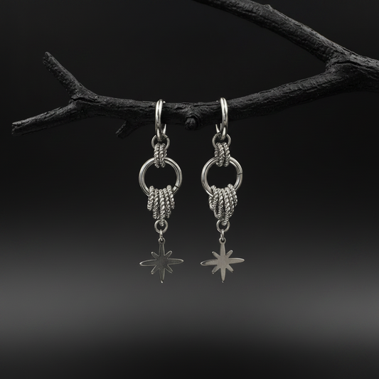 Stainless Steel Starburst Earrings