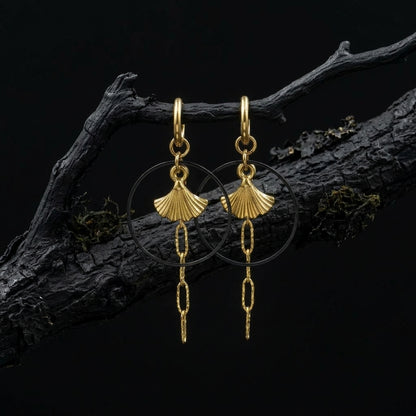 Ginkgo Leaf Hoop Earrings