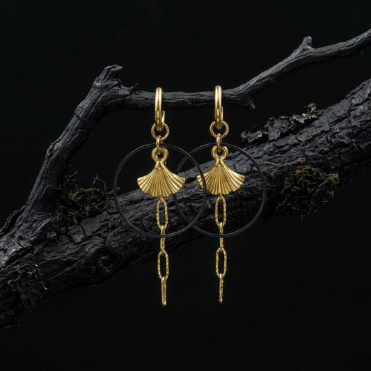 Ginkgo Leaf Hoop Earrings