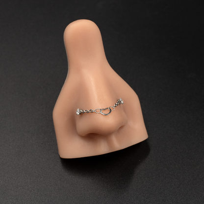 Heart Link Double Nose Piercing Chain