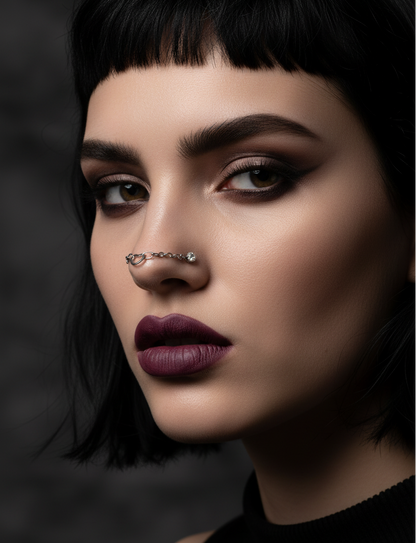 Heart Link Double Nose Piercing Chain
