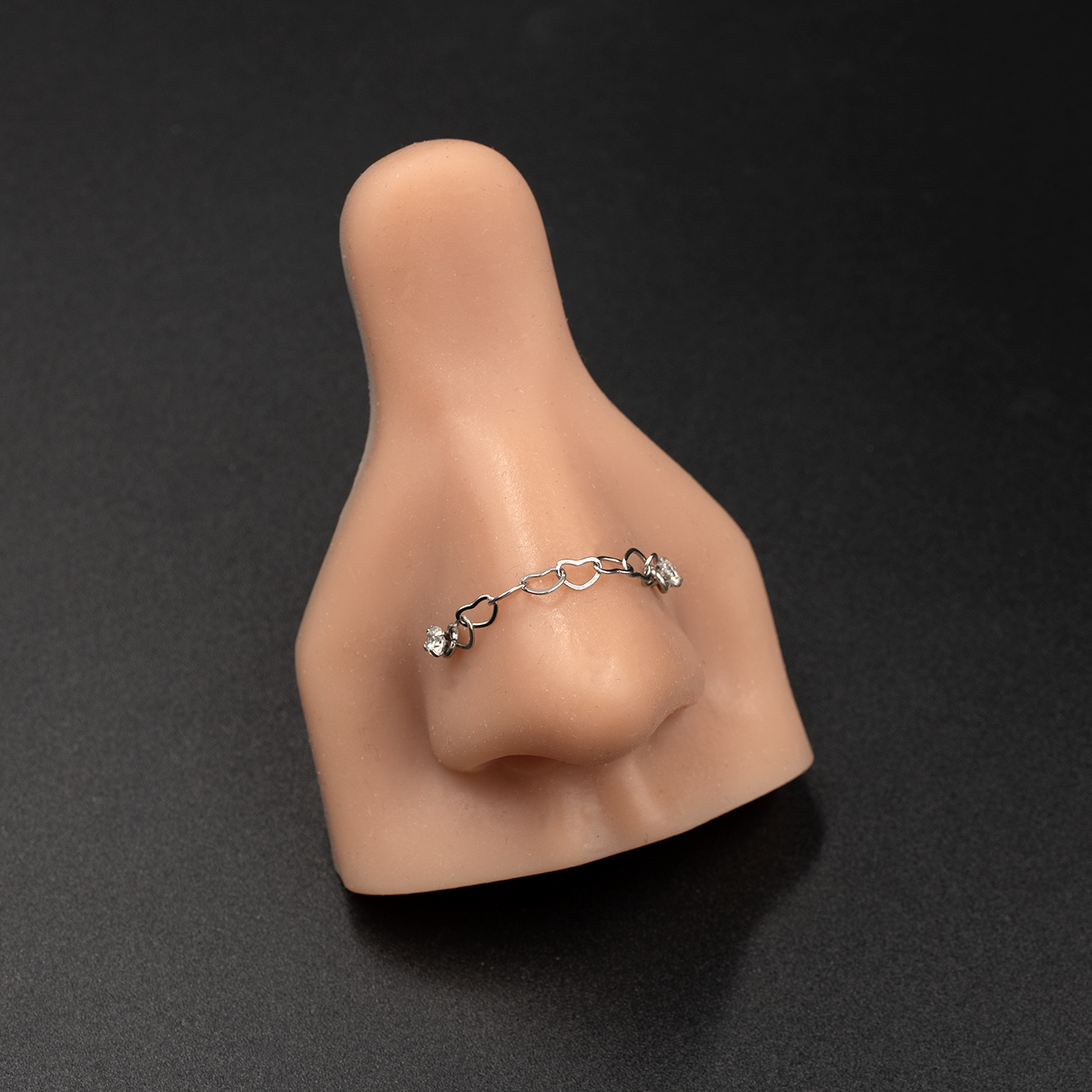 Linked Hearts Nose Piercings Chain