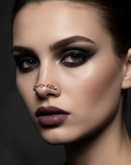 Linked Hearts Nose Piercings Chain