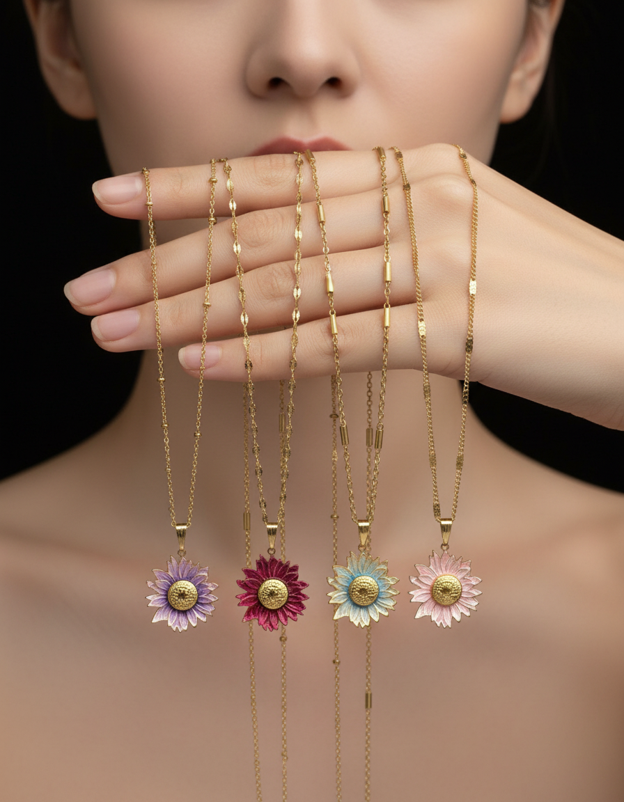 18K Gold Plated Stainless Steel Flower Necklace