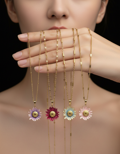 18K Gold Plated Stainless Steel Flower Necklace
