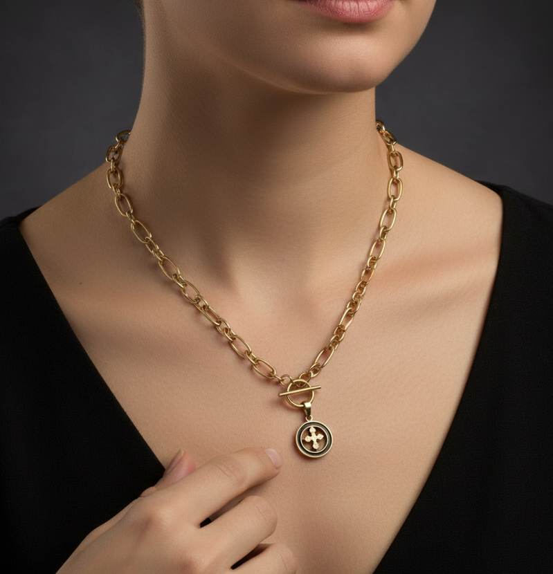 Gold Toggle Cross Necklace