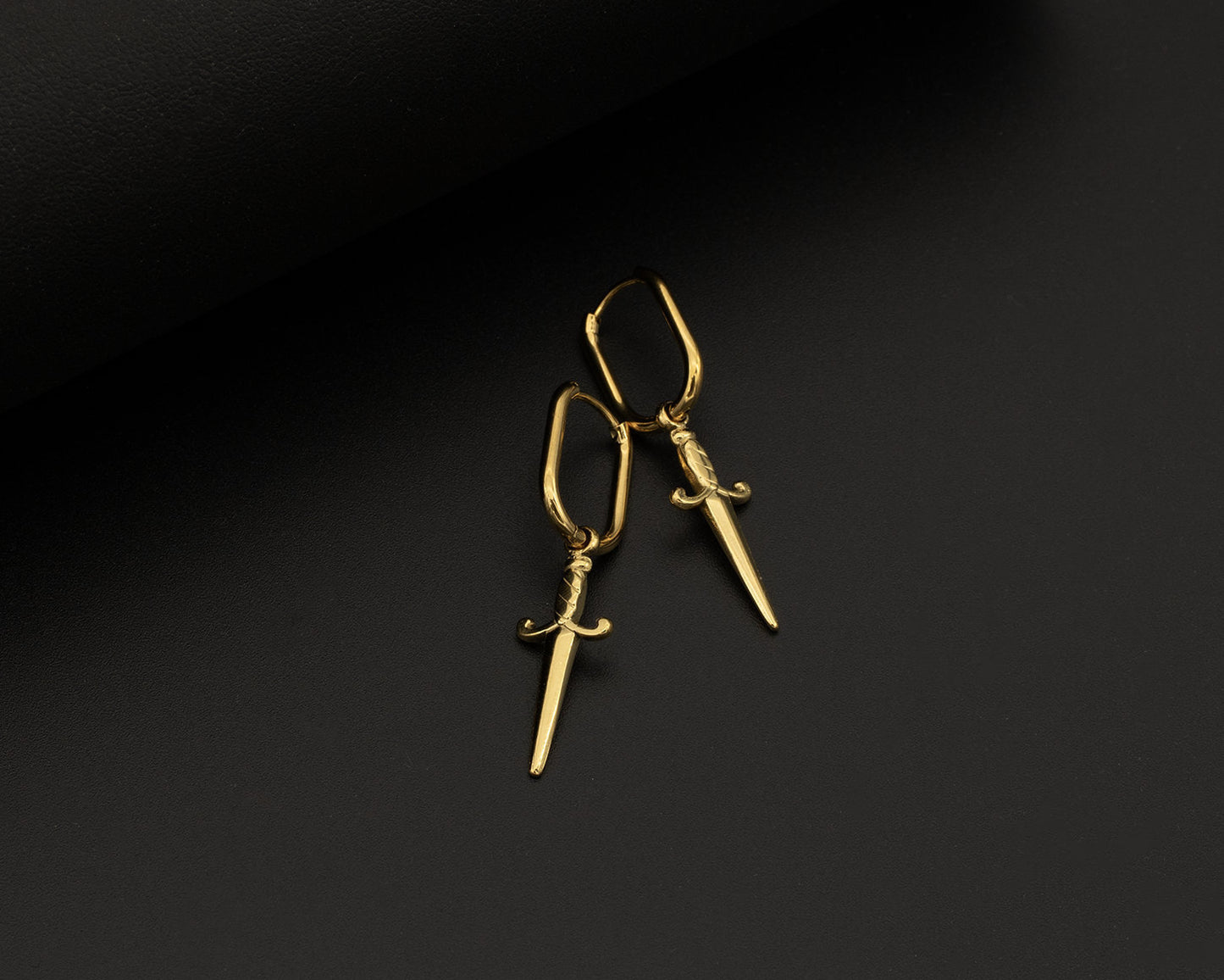 Gold Dagger Hoop Earrings