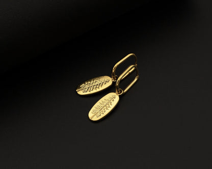 Gold Embossed Pine Tree Hoop Earrings