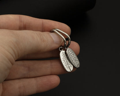 Silver Embossed Pine Tree Hoop Earrings