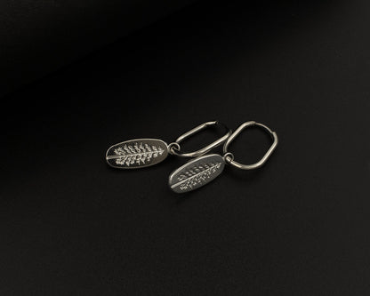 Silver Embossed Pine Tree Hoop Earrings