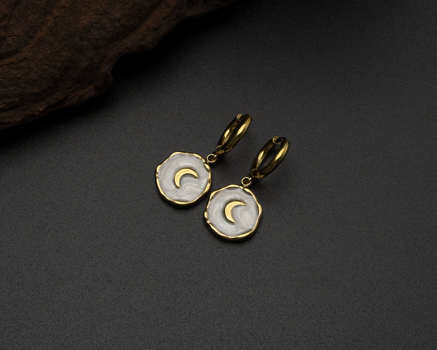 Gold Moon Hoop Earrings