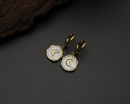 Gold Moon Hoop Earrings