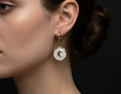 Gold Moon Hoop Earrings