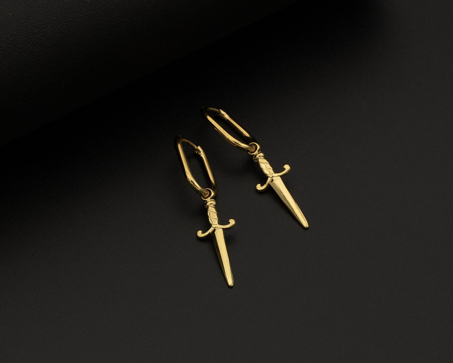 Gold Dagger Hoop Earrings