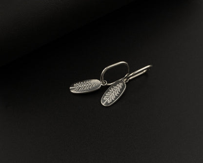 Silver Embossed Pine Tree Hoop Earrings