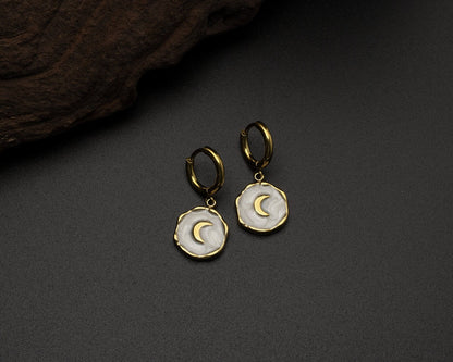 Gold Moon Hoop Earrings