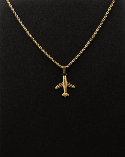 Gold Airplane Necklace