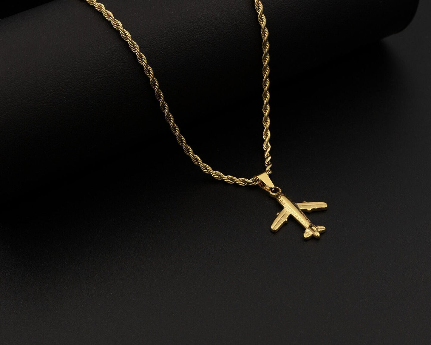 Gold Airplane Necklace