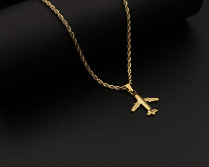 Gold Airplane Necklace