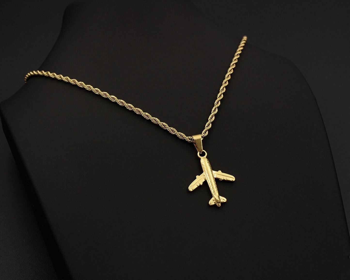 Gold Airplane Necklace