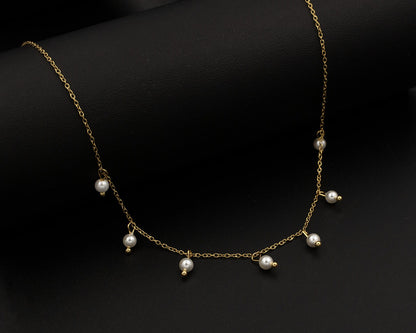 Dainty Gold Pearl Choker Necklace