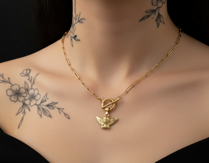 Gold Cupid Toggle Necklace