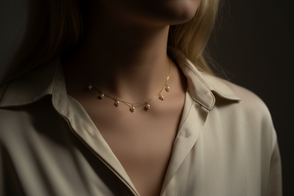 Dainty Gold Pearl Choker Necklace
