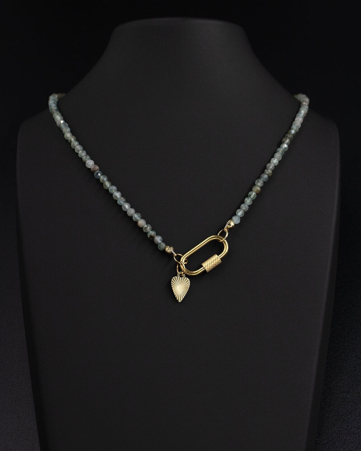 Delicate Apatite Gemstone Carabiner Necklace