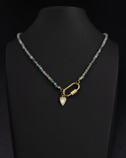 Delicate Apatite Gemstone Carabiner Necklace