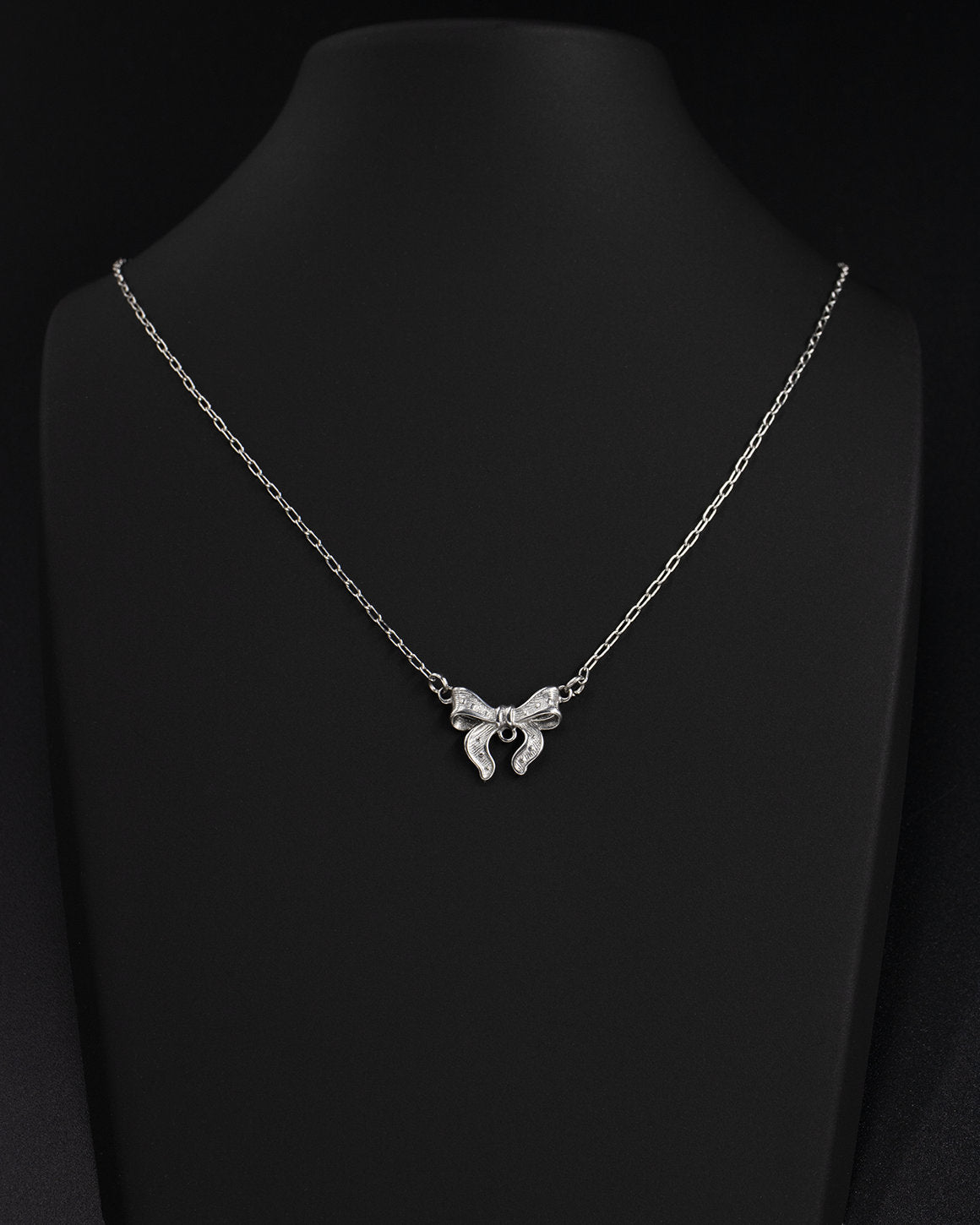 Delicate Silver Bow Layering Necklace