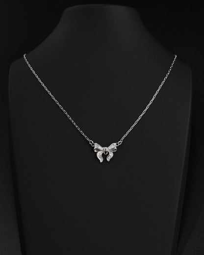 Delicate Silver Bow Layering Necklace